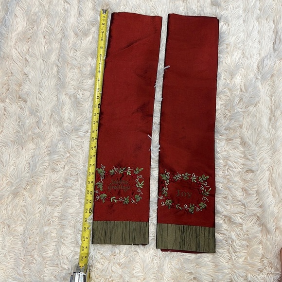 Holiday Satin Decorations - Burgundy and Olive Green Set of 2 - Picture 5 of 6